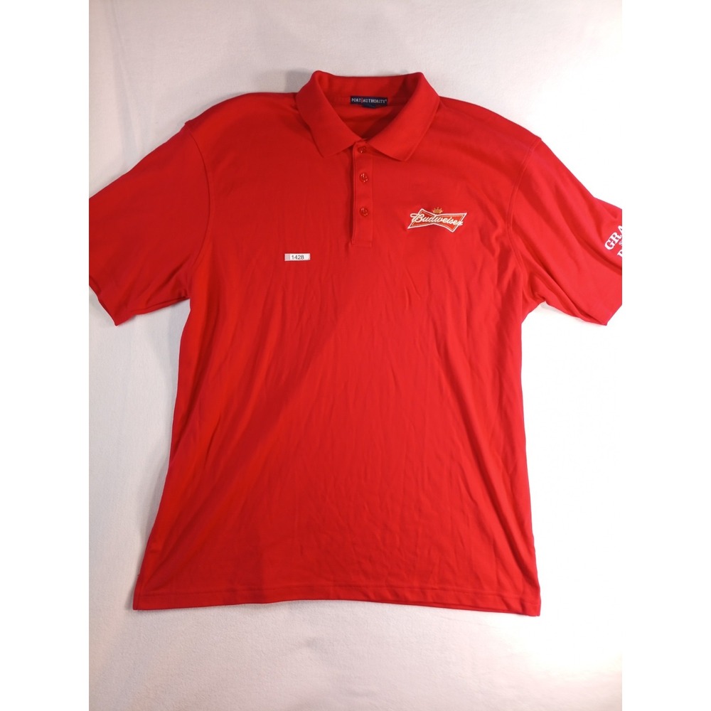 Budweiser Men's XL Red & Black Short Sleeve Polo Shirt (P)